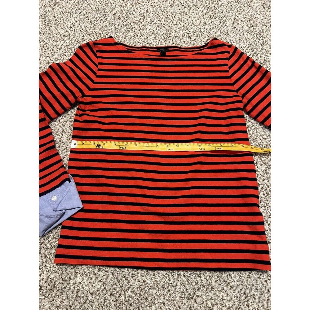 J. Crew Red Striped Boatneck X Small Blue coastal Nautical preppy Sweater - Picture 3 of 8
